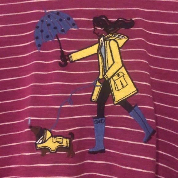 Talbots embroidered French woman walking dog - Picture 3 of 3